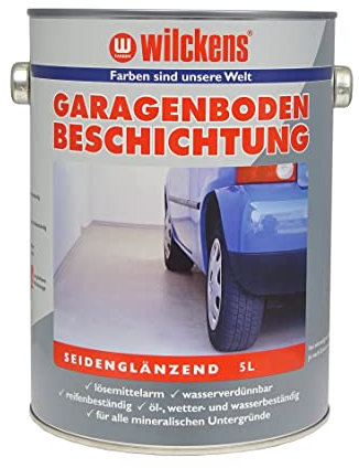 Wilckens 5 Liter Garagen Bodenbeschichtung Beton Boden Estrich Farbe Garagenfarbe Halle Garagenbodenbeschichtung Estrichfarbe Bodenfarbe Betonfarbe Garagenboden (Silbergrau)