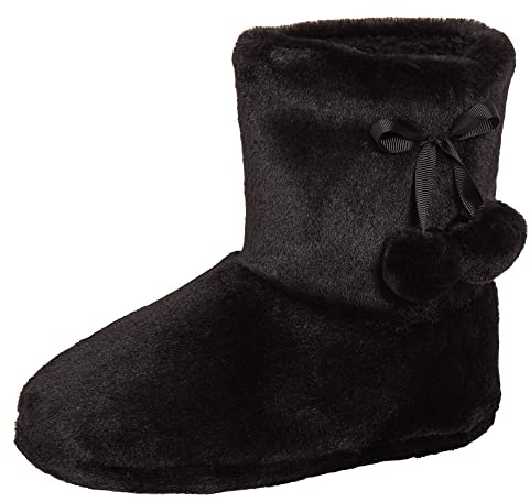 Lora Dora Womens Faux Fur Slipper Boots Black 3-4