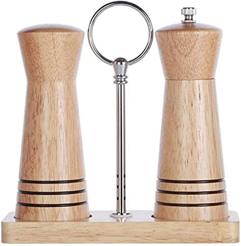 TONZN Set and Match Juegos de molinillos de Especias Verticales Hechos de Madera. Molinos de cerámica Ajustados manualmente. Molinillo de Sal Marina, Pimienta, Sésamo Molinillos de Sal y Pimienta
