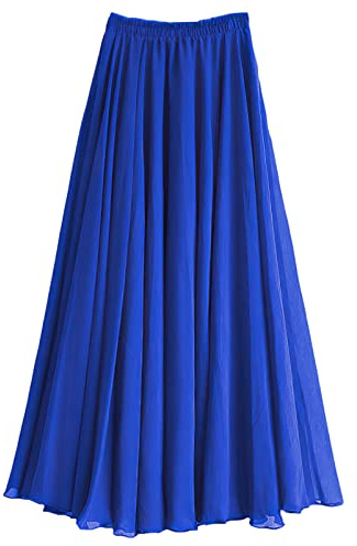 Damen A Linie Langer Rock Voll oder Knöchellang Elastischer Bund Plissierter Feen Chiffon Sommerrock
