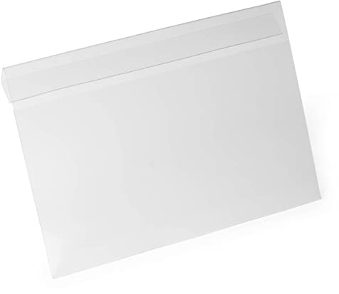Durable Kennzeichnungstasche Hard Cover, A4 quer, 10 Stück, transparent | Aus PET Hartfolie, mit 24 mm Falz zum Überhängen an Boxen, scannertauglich, 3-seitig offen, 297x210 mm