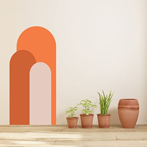 Uonlytech Sticker Mural Arc Forme Géométrique Moderne Peler Et Papier Peint Auto-Adhésif Amovible Autocollant Boho Décor Mural Pour Salon Orange