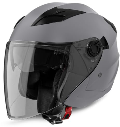 VINZ Calobra Casco Jet Doppia Visiera | Casco Scooter / Moto Donna E Uomo | Certificato ECE 22.06 | nelle taglie dalla XS-XXL - Titanio
