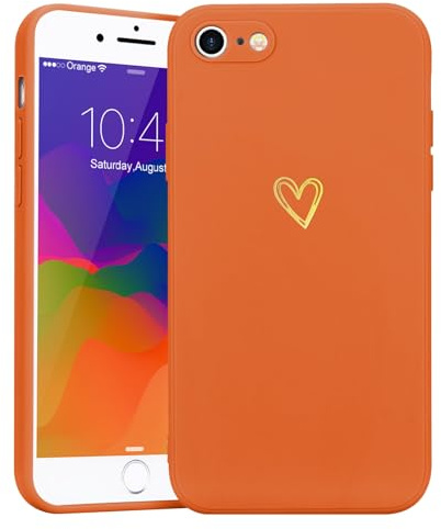 Lafunda Handyhülle Kompatibel mit iPhone 7/8/ SE2020/SE2022 Hülle | Mädchen süß Herz Schutzhülle mit Kameraschutz stoßfest UltraDünn Silikon Case für iPhone 7/8/SE2020/SE2022 Orange