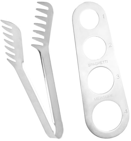 Cozlly Nudelzange 22 cm, Edelstahl Spaghetti Vermesser, 2 Stücke Spaghetti Server Set, Kammförmige Edelstahl Spaghettizange Nudeln Pasta Clip, für Backen Küche