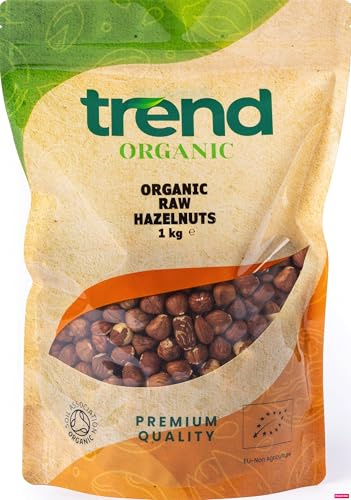 Trend Organic Raw Hazelnuts 1kg - Nutrient-Rich Snacking, Baking, Certified Organic, Vegan, Non-GMO, No Additives No Preservatives, High in Protein, Fibre, and Healthy Fats