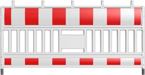 BAUZAUNWELT EURO 3 Schrankenzaun nach TL Typ ULTRA zur sichtbaren Absperrung von Baustellenbereichen- retroreflektierend rot weiß RA1/A - mit Lampenadapter-Gewicht:10,50 kg-Länge:2,00 m-Höhe: 1,00 m