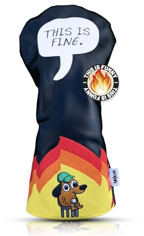 Wolph This is FINE Dog Funny Golf Club Covers - Premium Leather - Driver Headcover Funny - Personalized Golf Club Covers - Animal Driver Headcover - Golf Accessories for Men Women, Fits Any Size.