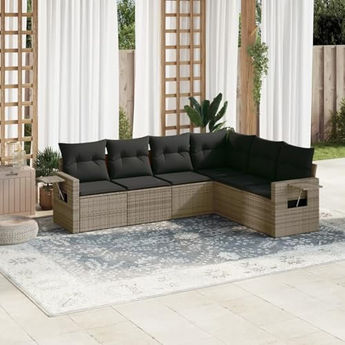 Festnight Balkon Lounge Rattan mit Stauraum Gartenlounge Klein Sofa Balkon Ecklounge Rattansofa Sitzecke Balkon Klein Gartensofa Ecksofa Garten Lounge Sofa Outdoor Balkonmöbel Couch Gartenmöbel