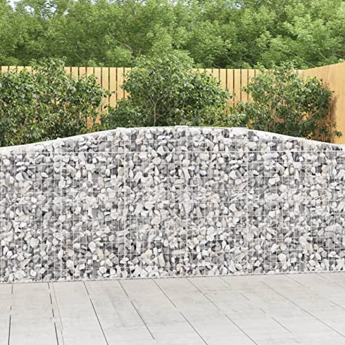 heybb Gabionen mit Hochbogen 2 Stk. 400x50x100/120cm Verzinktes Eisen Zaun Gabionen WasserzapfsäUle Garten Pflanzsteine Beton Garten Stapelbar Gabionenzaun Gabionen