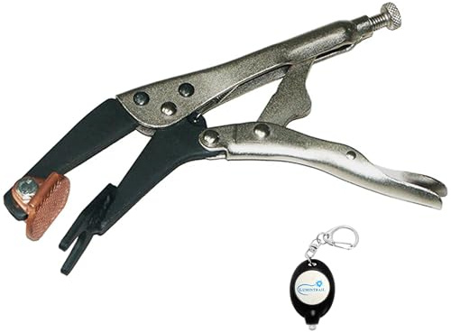 Steck Manufacturing Plugweld Pliers 23230 - Welding Pliers With Copper Alloy Backing, Locking Auto Body Tools - Bundle With Keychain