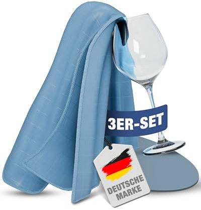 GLANZFAKTOR Poliertuch Gläser 3er Set – Hochwertiges Glas poliertuch für streifenfreien Glanz – Poliertücher Gläser Gastronomie - Ideales Glastuch & Fenster Poliertuch glastücher glaspoliertuch
