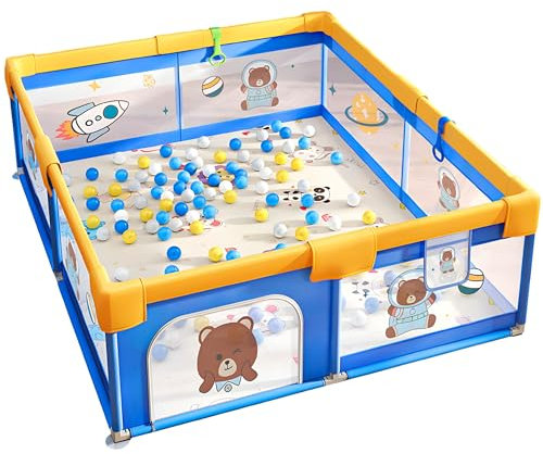 Laufgitter 200x180 cm Baby faltbar Babyabsperrgitter Spielgitter Krabbelgitter Kinderschutzgitter Spielbereichsbegrenzung Sicherheitsgitter Kinderlaufstall Babypark Spielstall Bällebad