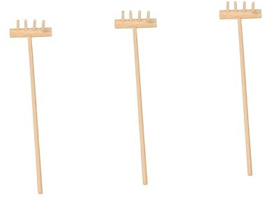 ifundom Mini Four Tine Desktop Rake Set for Zen Garden Meditation 14cm Garden Tool Accessories 3pcs for Home Diy Tabletop Sand Gardening