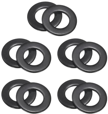 QUARKZMAN 10 Pièces Rondelles Plates en Acier Inoxydable M14, 14mm ID x 28mm OD x 2.5mm d'Épaisseur Rondelles Métalliques Plaquées au Zinc Noir pour Vis et Boulons