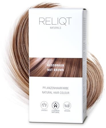 RELIQT Naturals – Pflanzenhaarfarbe Pulver Nussbraun 100% natürlich & permanent 100 g – Haarfarbe für gründliche Grauhaarabdeckung & gesunden Glanz – Naturkosmetik Haarfärbemittel zusatzstofffrei