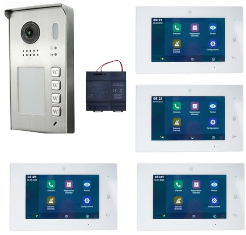 Generico Kit Videocitofono quadrifamiliare 4 famiglie FULL DUPLEX WIFI Registra Ipertronic