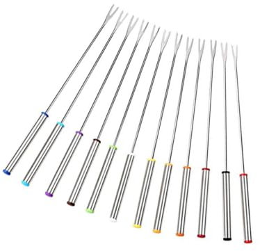 Cabilock 6 Pezzi forchetta da dessert marshmallow forchette da fonduta sciolto stuzzicadenti scaldavivande forchetta da portata bastoncini per fonduta, forchette per fonduta Colore Casuale