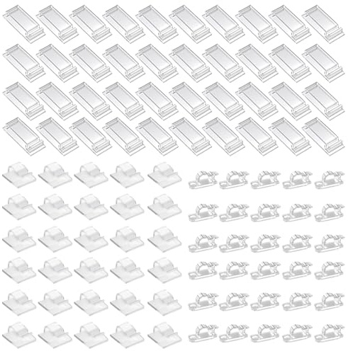 MOERAE 100 Stück Kabelclips selbstklebend,transparent Kabel Organizer,Kabelmanagement Clips Ordnung für Büro, Haushalt & Garten