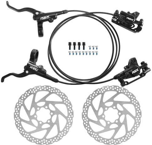 ZTZ 2-Pistons MTB Disc Brake Set Hydraulic Disc Brake Kit Left Rear Right Front with 160mm Rotors Aluminum Alloy Hydraulic Brake Fit for Mountain Bike E-Bike Fat Bike Road Bike