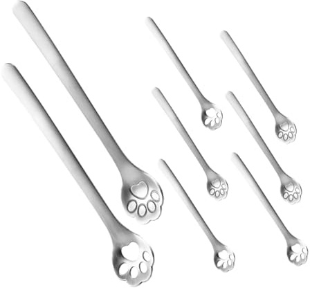 Hemobllo 8pièces Cuillère Pour Chat Forme De Patte Agitateur Creux Acier Inoxydable Pour Café Thé Et Desserts