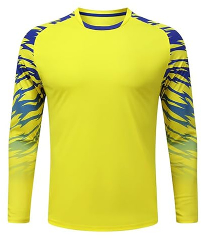 inlzdz Maglia da Portiere Bambino Football Goalkeeper Shirts Maglia Termica a Manica Lunga con Protettiva Top Sportivo da Basket Pallavolo Allenamento C Giallo 13-14 Anni