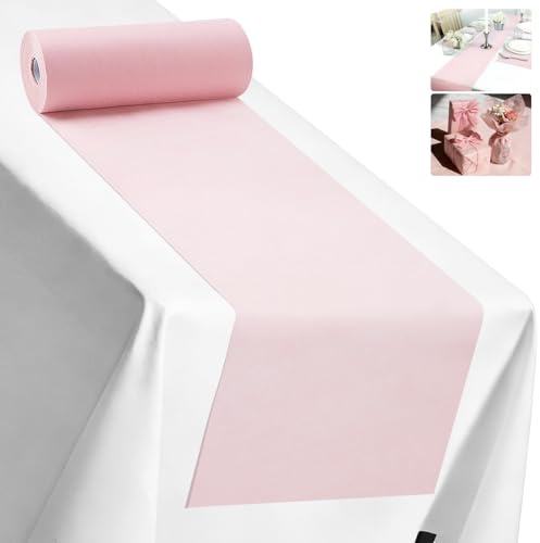 ddckj Vlies Tischläufer Rosa 30cm x 35m Tischläufer Rosa Dekoratives Tischband für Taufen, Kommunionen, Hochzeiten, Geburtstage, Weihnachten und andere Feierlichkeiten, 30g/㎡