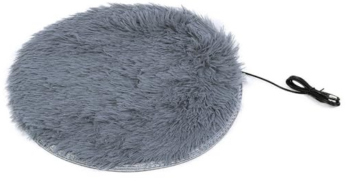 Tnfeeon Tappetino Riscaldante per Animali Domestici, Coperta Elettrica in Peluche per Cani e Gatti di Piccola Taglia, Ricarica USB, Controllo Automatico della Temperatura 28°C (Grigio argento)