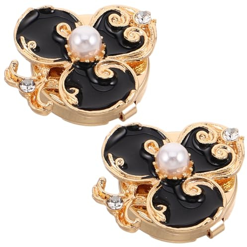SOLUSTRE Cubiertas de Botones para Camisa Mujer 1,5 Cm Flor Negra Retro Gemelos de Aleación para Vestidos y Esmoquin Accesorios Formales Joyería de Puño Elegante