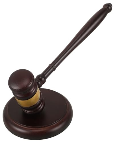 Cabilock Martillo de Juez de Madera Maciza Bloque de Sonido, Juego de Mazo para Subastas y Accesorios de Abogado, Herramienta Profesional para Sala de Tribunal y Decoración Escritorio