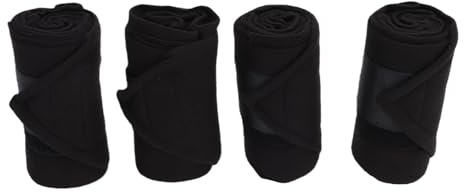AMONIDA Vendas Protectoras para Patas de Caballo, Vendajes Polares para Competición Ecuestre y Equitación Al Aire, 4 Unidades para Protectores de Piernas de para Caballos (Black)
