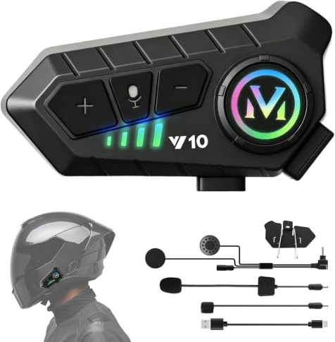 Toolivex Intercom Casque Moto Bluetooth 6.0, Kit Main Libre Moto 40H IP65