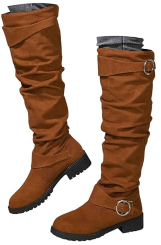 Cowboy stövlar knälång skaft, avslappnad design, tjock klack och medelhöga skaft sommarstövlar damer