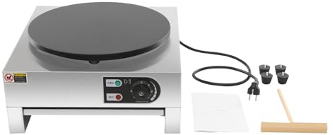 Barbacoa para crepes de 40 cm, de acero inoxidable, 3000 W, placa eléctrica, antiadherente, para el hogar y la gastronomía