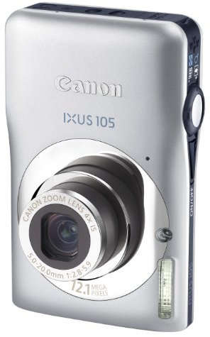 Canon IXUS 105 Digitalkamera (12 MP, 4-fach opt. Zoom, 6,9cm (2,7 Zoll) Display, bildstabilisiert) silber