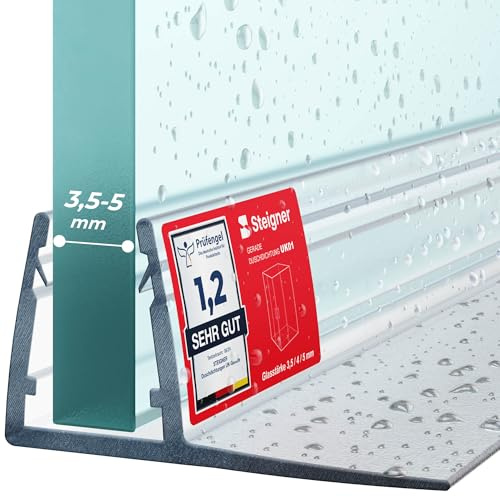 STEIGNER Joint porte de douche 80 cm UK01 (1 pc.) - Joint vertical pour douche à accès d'angle ou pentagonale avec porte 3,5-5 mm - Couleur : transparent - Matériau durable, Étanchéité, Design discret