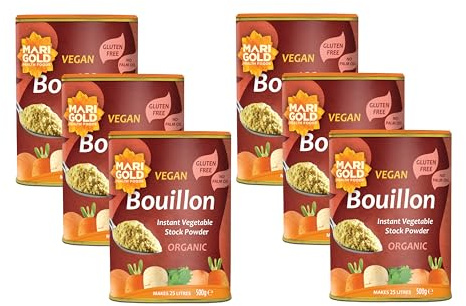 Marigold Health Foods Organic Swiss Vegetable Vegan Boullion Instant Stock and Delicious Hot Drink - Gluten Free 500g (Pack of 6)