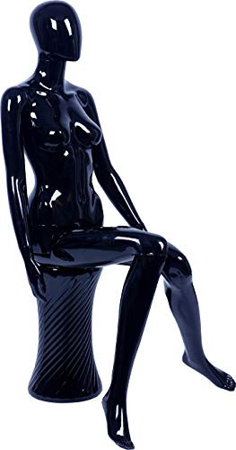 Sitzend, FA-6B Modern Egghead schöne abstrakte schwarz Glanz lackierte Schaufensterpuppe Neu Weiblich Feminin Schick Eurotondisplay (Sitzend, FA-6B)