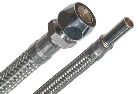 SFX® Flexschlauch 20cm Panzerschlauch 10mm Rohrstutzen x Quetschverschraubung Edelstahl Anschlussschlauch Armaturenschlauch Wasserhahn Mischbatterie 200mm