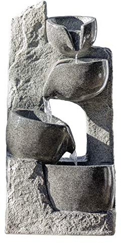 Dehner Gartenbrunnen Circ mit LED Beleuchtung, ca. 89 x 29 x 44.3 cm, Polyresin, grau