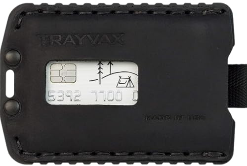 Trayvax Ascent Wallet, RFID Front Pocket Money and Credit Card Holder, Minimalist Slim Leather Metal Wallet for Men and Women, Black Stealth Black