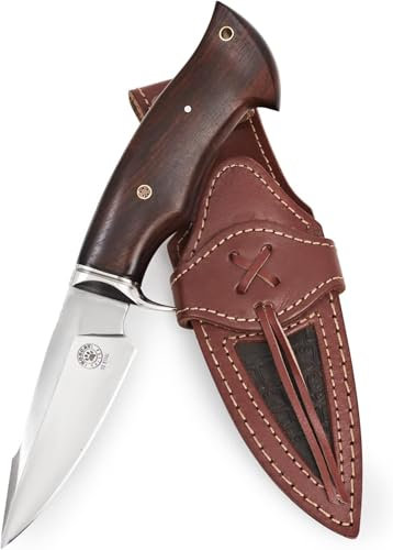 BIGCAT ROAR Predator Hunter - Couteau de Chasse 25,4 cm Acier D2 - Manche Bois de Noyer, Étui Cuir Véritable - Bushcraft, Outdoor, Survie - Idée Cadeau Originale pour Homme, Chasseur, Collectionneur