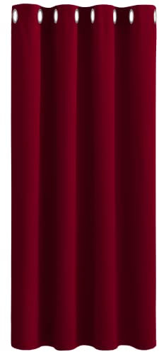 PONY DANCE Tenda Termica Rossa Natalizie per Casa Camera da Letto Moderne Curtains Oscuranti con Anelli Finestra Decorazioni 1 Pezzo L 132 x A 137 cm