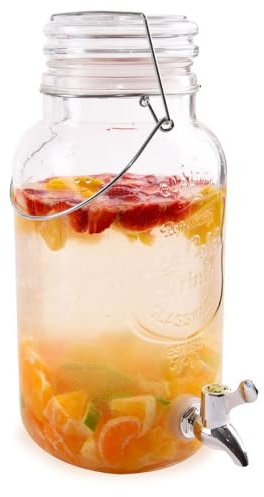 GETRÄNKESPENDER mit Zapfhahn für Wein Likör Glas Wasserspender Saftspender 4 L