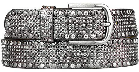 Zakatte • Damen Nietengürtel aus Kunstleder Damengürtel Hüftgürtel Taillengürtel Biker Gürtel BS029 (Anthrazit metallic, 90 cm)