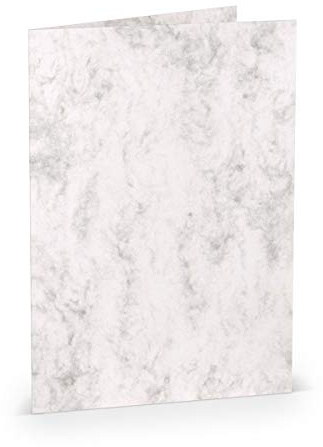 PAPERADO 10 Faltkarten DIN A5 - Grau Marmora Marmor Weiß - 220 g/m² - 14,8 x 21 cm - Blanko Doppelkarten Klappkarten Einladungskarten