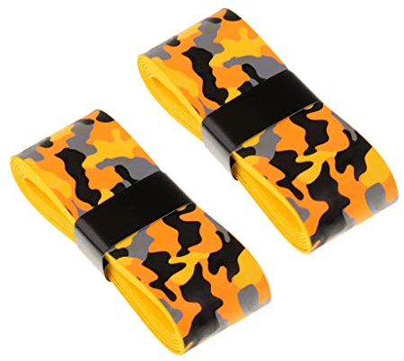 Inzopo 2 pcs antidérapant Absorber la Transpiration Housse Grips Bande pour Le Tennis/Badminton/Raquettes de Squash Raquette Vélo Poignée Camo