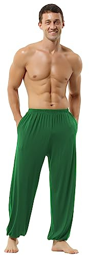 HOEREV Supermjuka Modal Spandex Haremsbyxor För Yoga Och Pilates,Grön,M