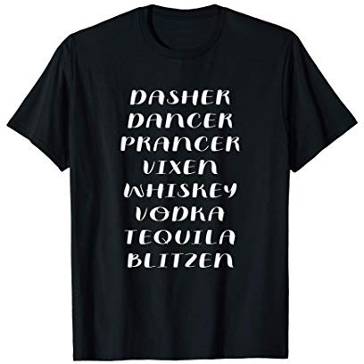 Whiskey Vodka Tequila Santa's Reindeer Christmas Drinking Camiseta