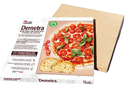 Demetra Piastra Pietra in Cotto refrattaria 2x35x35 - Adatta a Tutti i Tipi di forni. Ideale per Cucinare Pizza, Pane, Torte, ECC.…